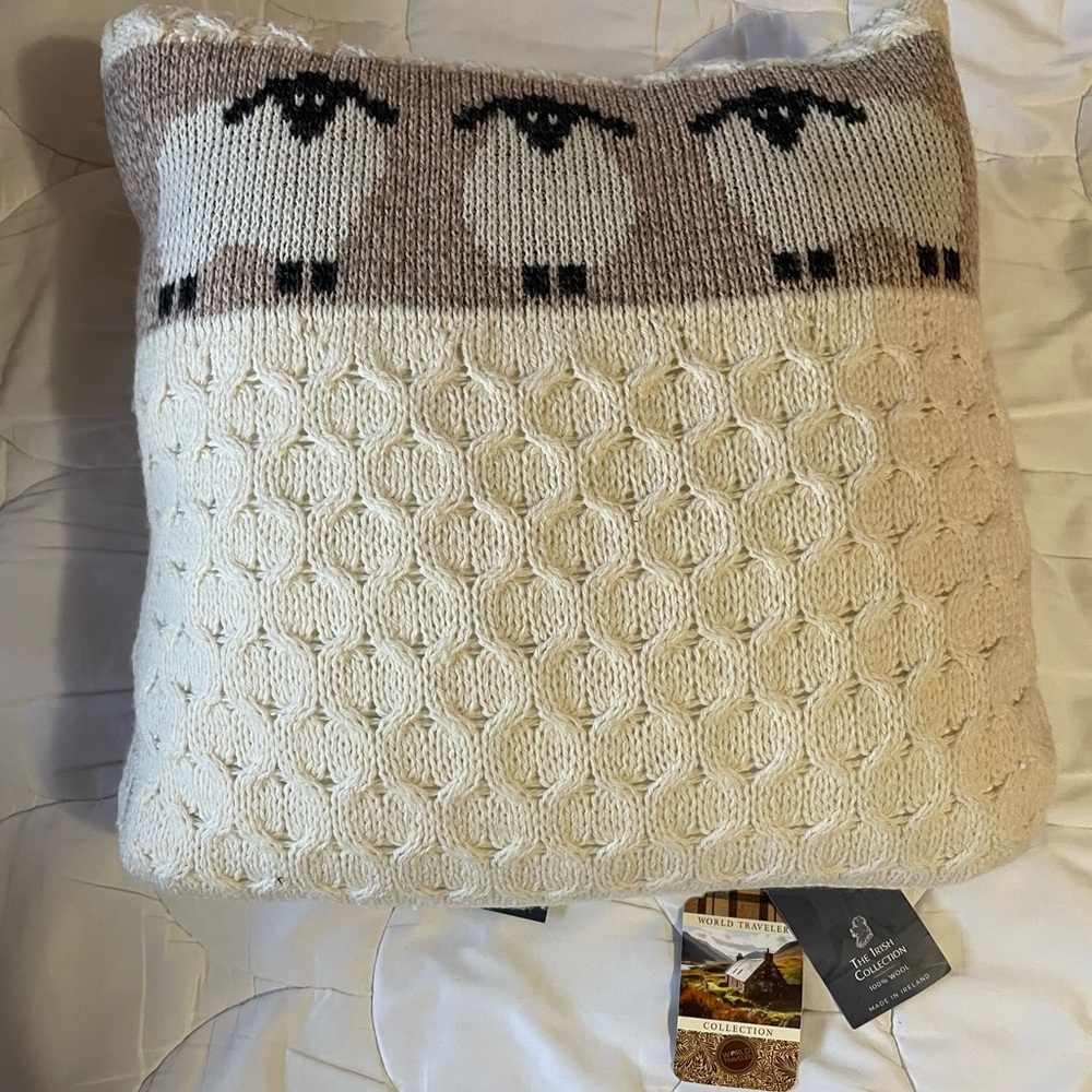 New Aran Woollen Mills Sheep Knit Pillow